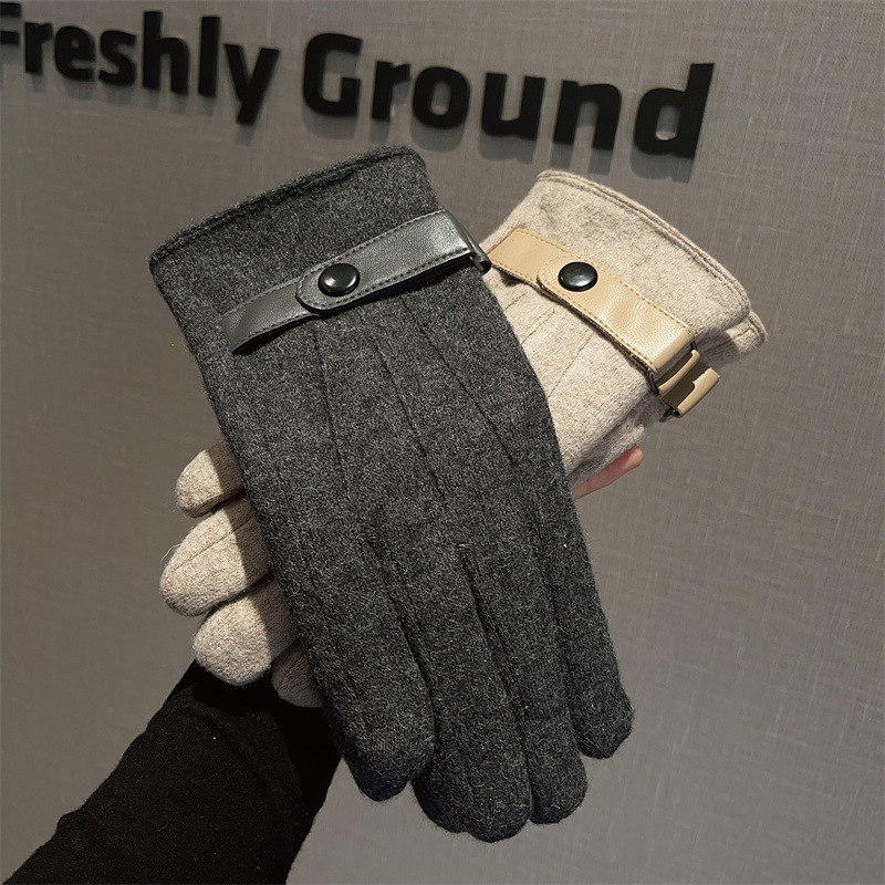 Wool Glove Lined - Rękawiczki męskie wełniane z polarową podszewką,