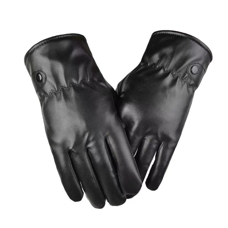 Leather Driving Glove - Męskie rękawiczki zimowe z czarnej skóry