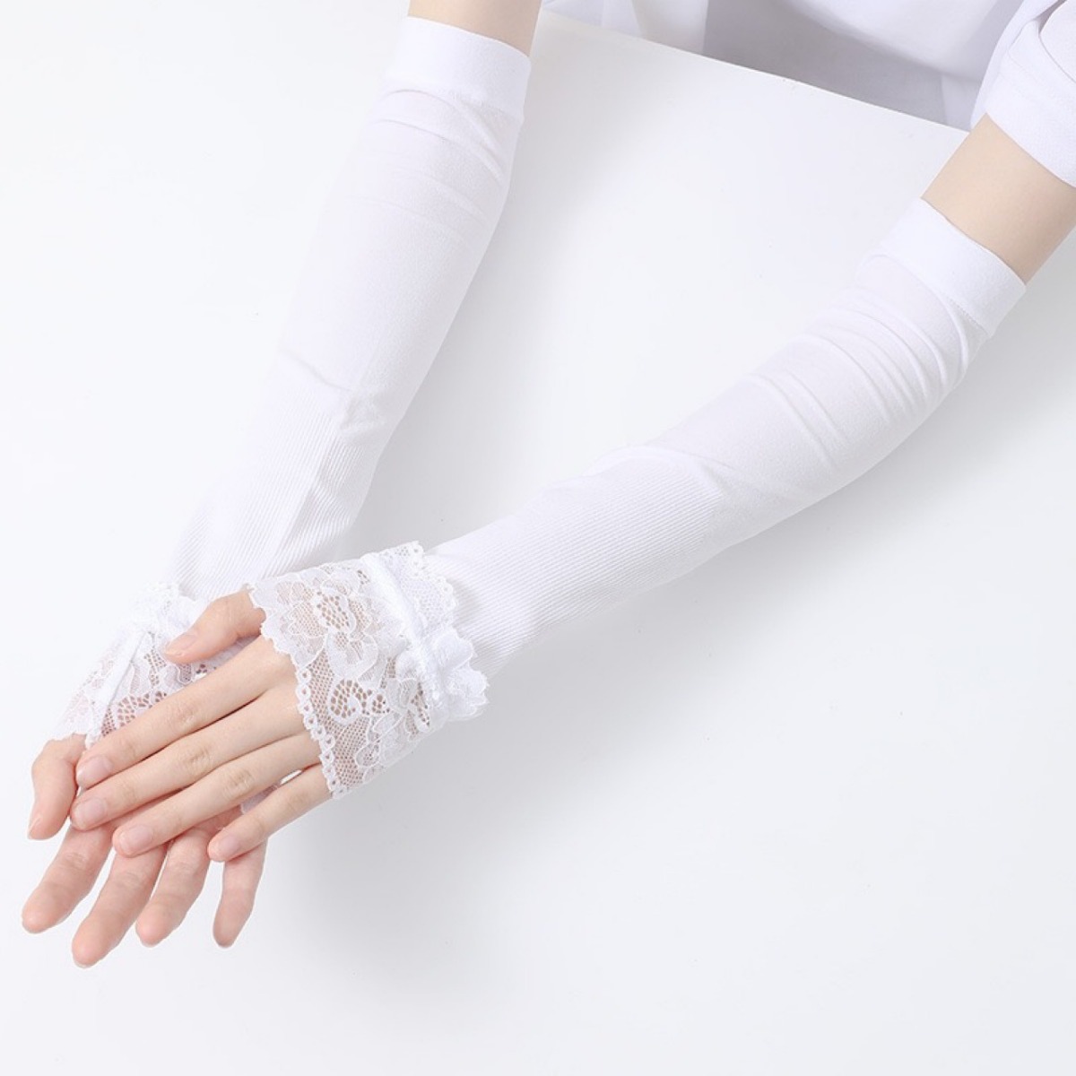 Fingerless Glove Knit - Długie elastyczne rękawki damskie bez palców,